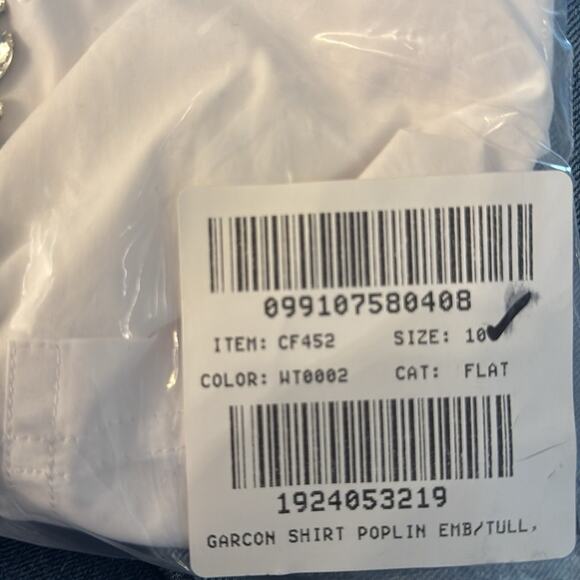 Embellished Garçon shirt with tulle in cotton poplin Size 10 CF452 - Picture 6 of 6